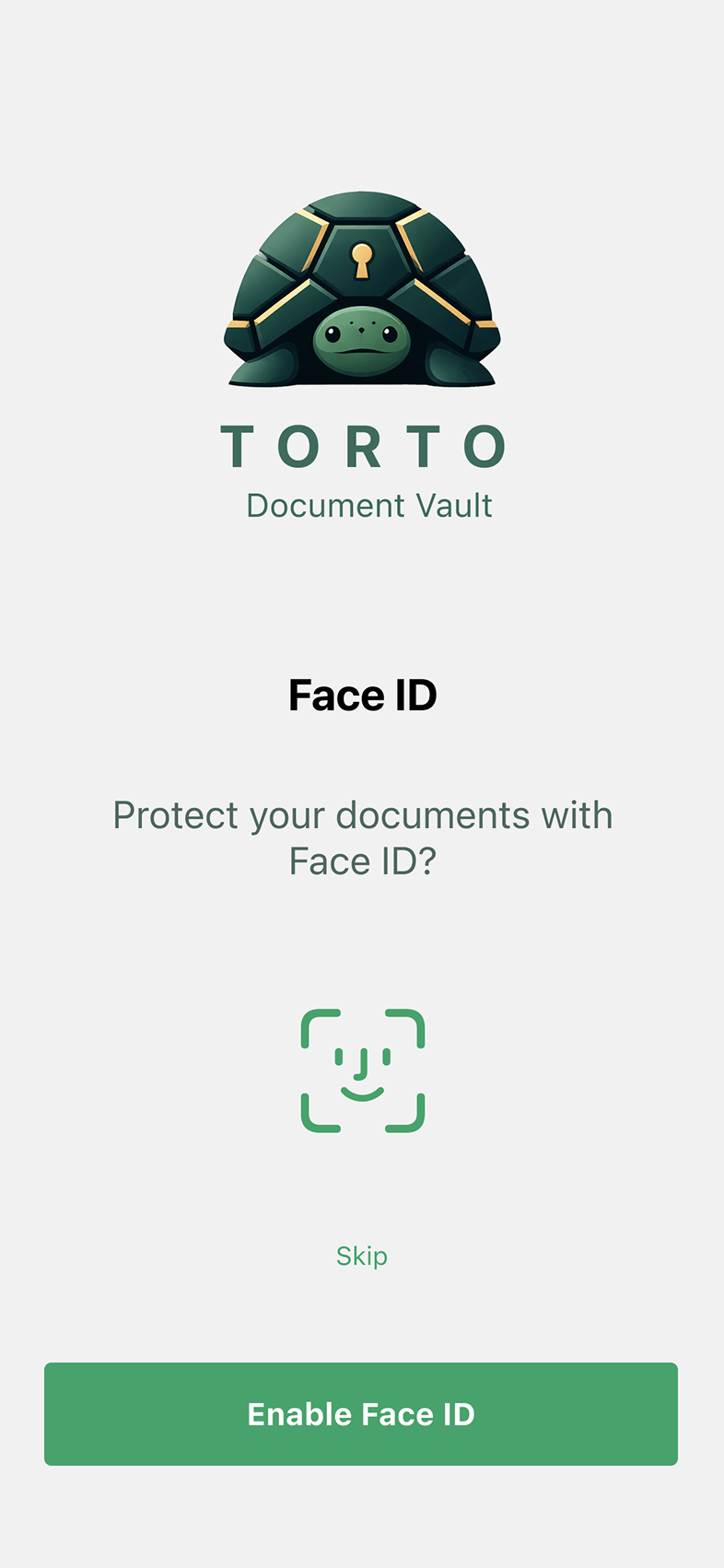 Torto Face ID screen