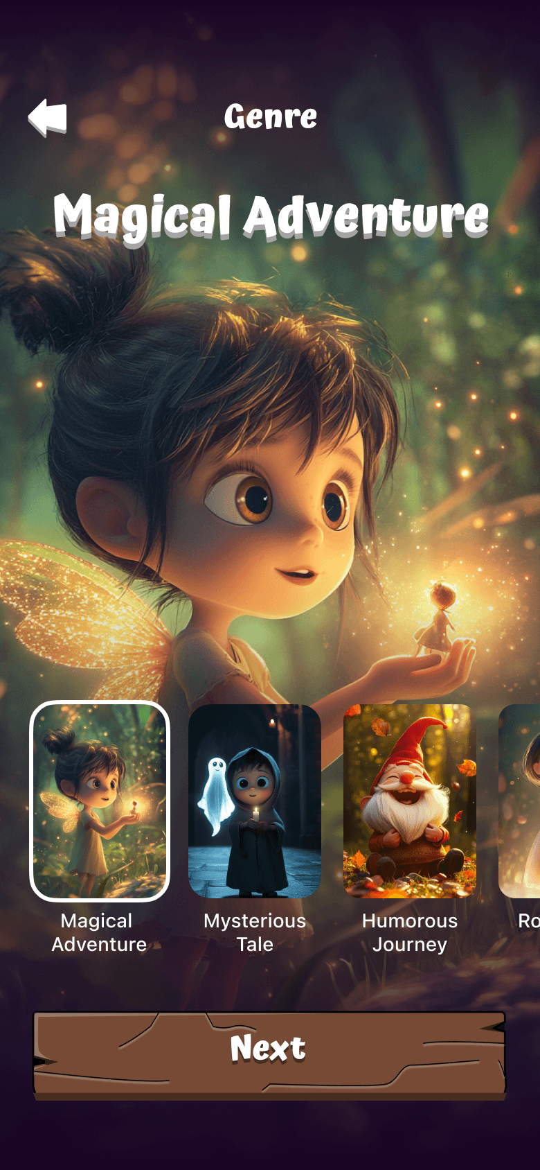 Whimsy Tales theme selection screen